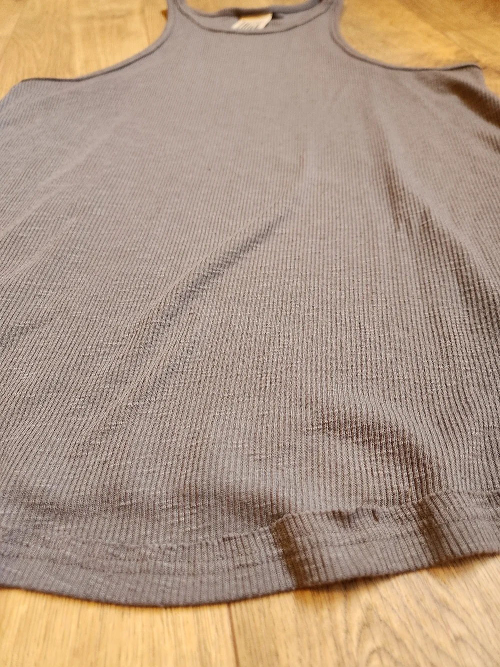 Free People Rayon Slub Beach Ribbed Tank Top Gray Medium